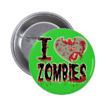 i heart zombies! green pin
