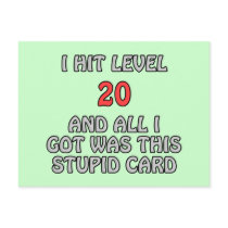 I Hit Level 20 and All I Got ... Post Card