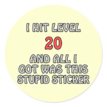 I Hit Level 20 and All I Got ... Round Stickers