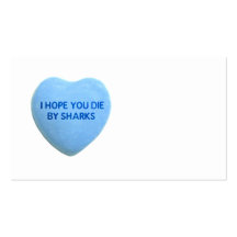 I Hope You Die By  Sharks Blue Candy Heart Business Card Templates