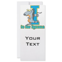 I is for iguana letter abc cartoon rack card design