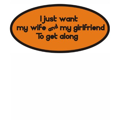 I just want my wife & my girlfriend to get along tshirts by burntright