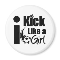 I Kick Like A Girl magnets by soccershirtshop I Kick Like A Girl magnets