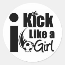 I Kick Like A Girl Round Sticker