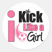I Kick Like A Girl Round Sticker