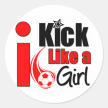 I Kick Like A Girl Round Stickers