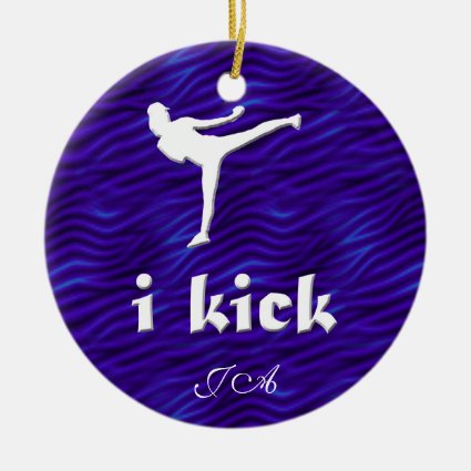 i kick /side kick on blue-violet waves Double-Sided ceramic round christmas ornament