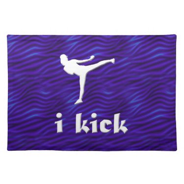 i kick /side kick on blue-violet waves place mat
