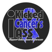 I Kicked Cancer's Ass - Colon Cancer Round Stickers