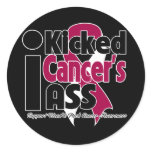 I Kicked Cancer's Ass - Head and Neck Cancer Round Stickers