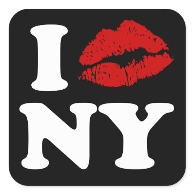 I Kiss New York Square Sticker