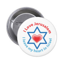 I Leave my heart in Israel - I love Jerusalem Pinback Buttons