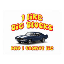 I Like Big Blocks And I Cannot Lie Chevy Camero Postcard