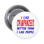 I Like Chimpanzees Better Than I Like People Butto Button