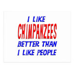 I Like Chimpanzees Better Than I Like People Postc Post Card