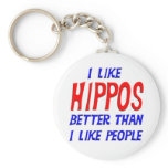 I Like Hippos Better Than I Like People Keychain