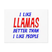 I Like Llamas Better Than I Like People Postcard
