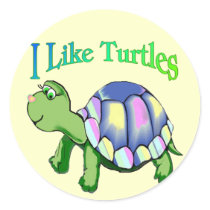 I Like Turtles Round Sticker