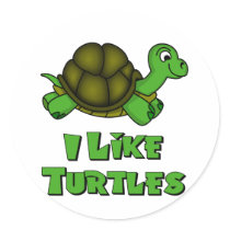 I Like Turtles Round Sticker