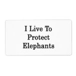 I Live To Protect Elephants Custom Shipping Label