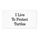 I Live To Protect Turtles Custom Shipping Label