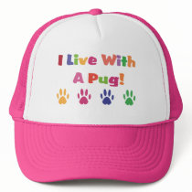 I Live With A Pug Mesh Hats