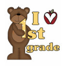 ladies_casual_longsleeve - A brown bear holds text that reads "I Love 1st Grade" . Features an apple heart! This 1st grade design is perfect for both teachers and students in first grade!