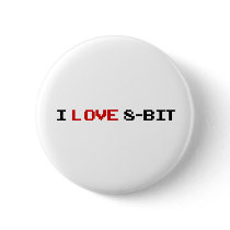 I Love 8 Bit Button