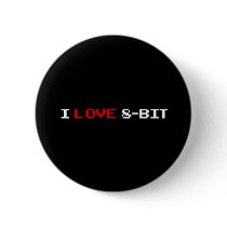 I Love 8 Bit Button