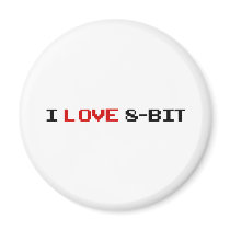 I Love 8 Bit Refrigerator Magnets