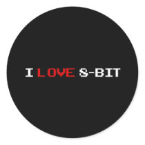 I Love 8 Bit Round Stickers