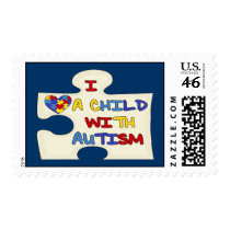I Love A Child With Autism Postage Stamps