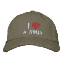 I Love A Ninja embroidered hats