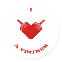 I Love a Vintner Round Sticker