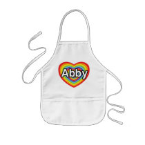 I love Abby, rainbow heart Apron