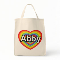 I love Abby, rainbow heart Tote Bag