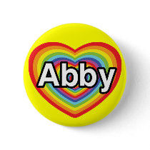 I love Abby, rainbow heart Buttons