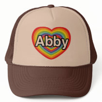 I love Abby, rainbow heart Mesh Hat