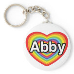 I love Abby, rainbow heart keychains