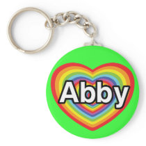I love Abby, rainbow heart Key Chain