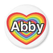 I love Abby, rainbow heart Fridge Magnets