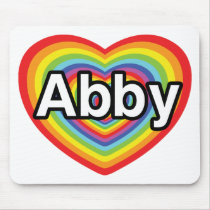I love Abby, rainbow heart Mousepads