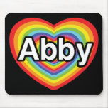 I love Abby, rainbow heart Mousepads