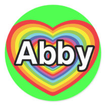 I love Abby, rainbow heart Round Stickers