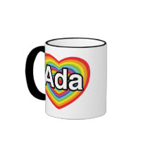I love Ada, rainbow heart Coffee Mugs