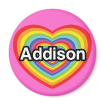 I love Addison, rainbow heart Fridge Magnet