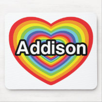 I love Addison, rainbow heart Mousepads