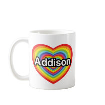 I love Addison, rainbow heart Coffee Mugs