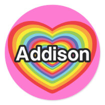 I love Addison, rainbow heart Stickers
