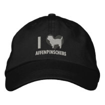 I Love Affenpinschers Monochrome Embroidered Hat embroidered hats